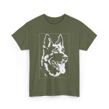 German Shepherd Dog Silhouette T-Shirt - Military Green