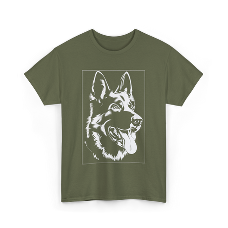 German Shepherd Dog Silhouette T-Shirt - Military Green