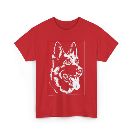 German Shepherd Dog Silhouette T-Shirt - Red