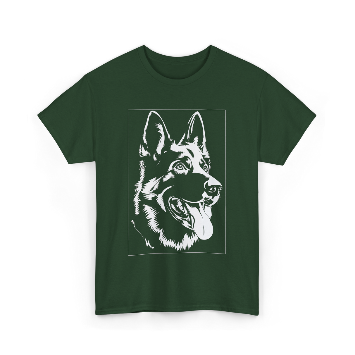 German Shepherd Dog Silhouette T-Shirt - Forest Green