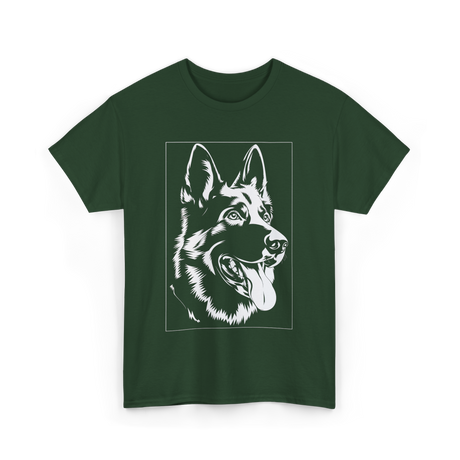 German Shepherd Dog Silhouette T-Shirt - Forest Green