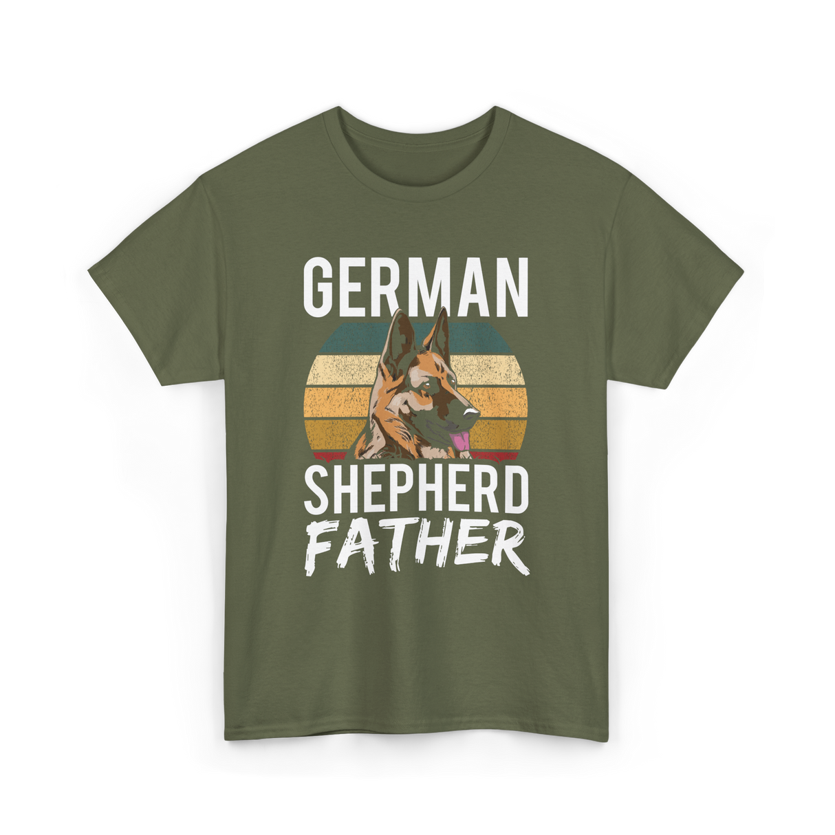 German Shepherd Father Dog Dad T-Shirt - Military Green