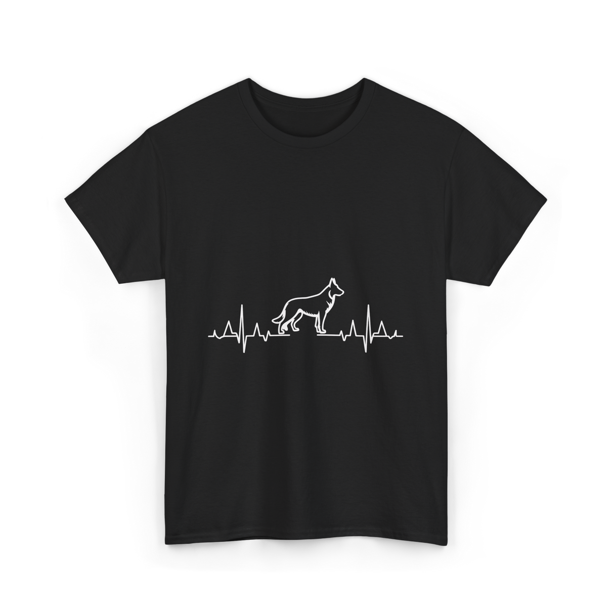 German Shepherd Heartbeat Dog T-Shirt - Black