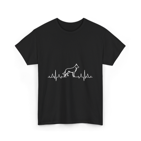 German Shepherd Heartbeat Dog T-Shirt - Black