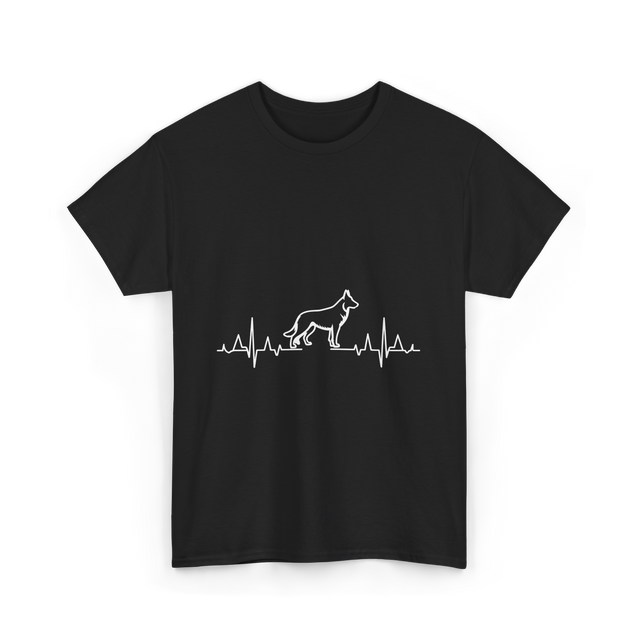 German Shepherd Heartbeat Dog T-Shirt - Black