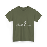 German Shepherd Heartbeat Dog T-Shirt - Military Green