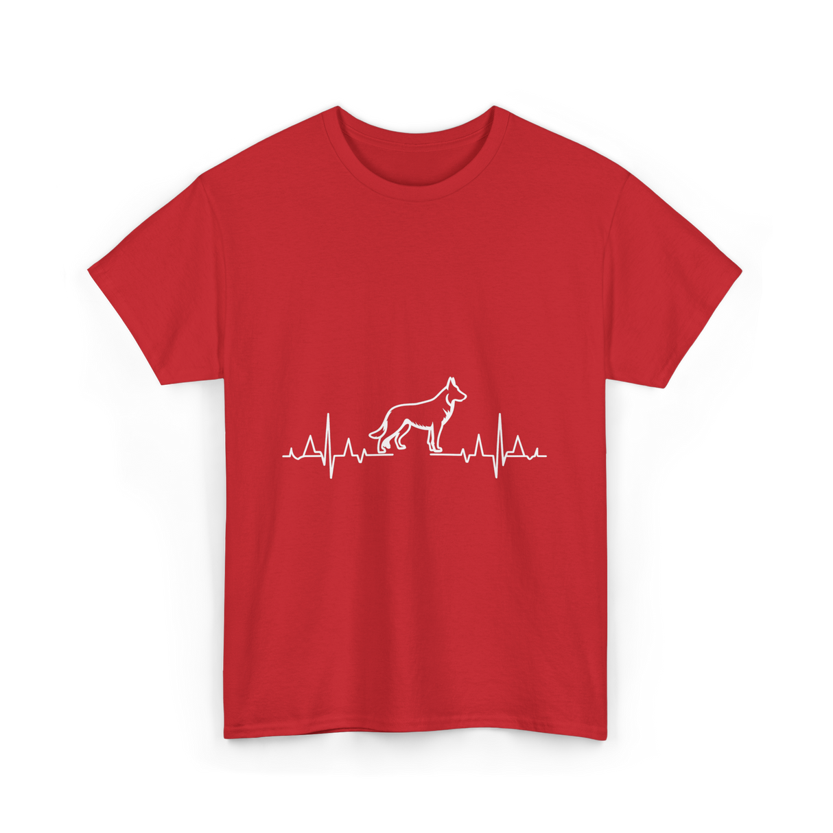 German Shepherd Heartbeat Dog T-Shirt - Red