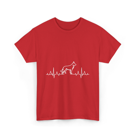 German Shepherd Heartbeat Dog T-Shirt - Red