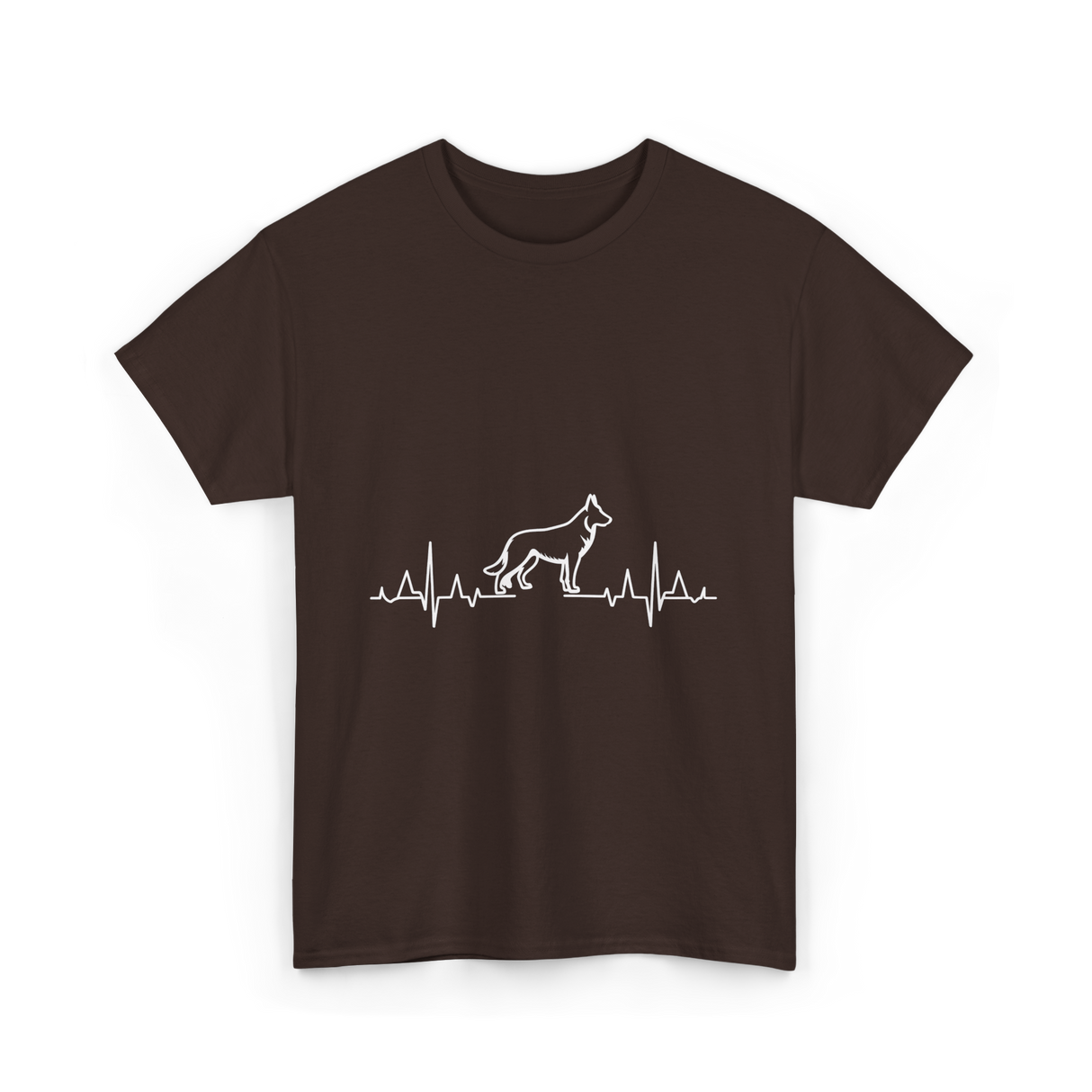 German Shepherd Heartbeat Dog T-Shirt - Dark Chocolate