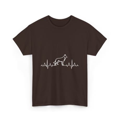 German Shepherd Heartbeat Dog T-Shirt - Dark Chocolate