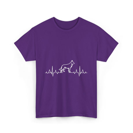 German Shepherd Heartbeat Dog T-Shirt - Purple