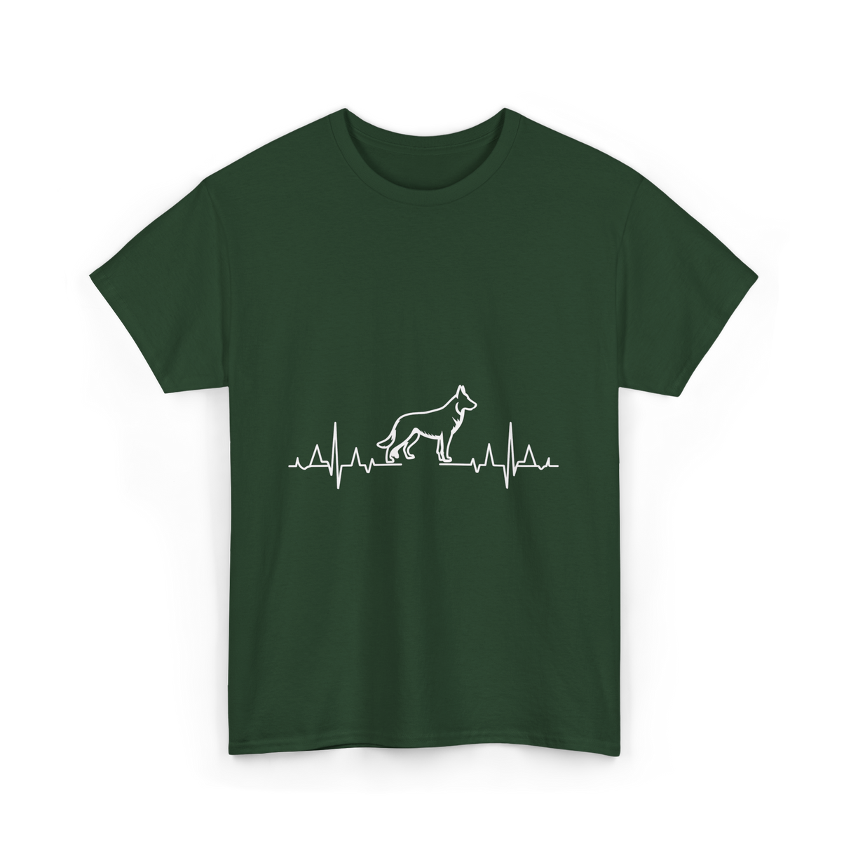 German Shepherd Heartbeat Dog T-Shirt - Forest Green