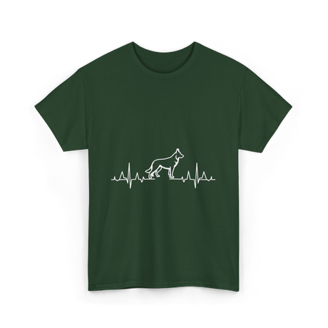 German Shepherd Heartbeat Dog T-Shirt - Forest Green