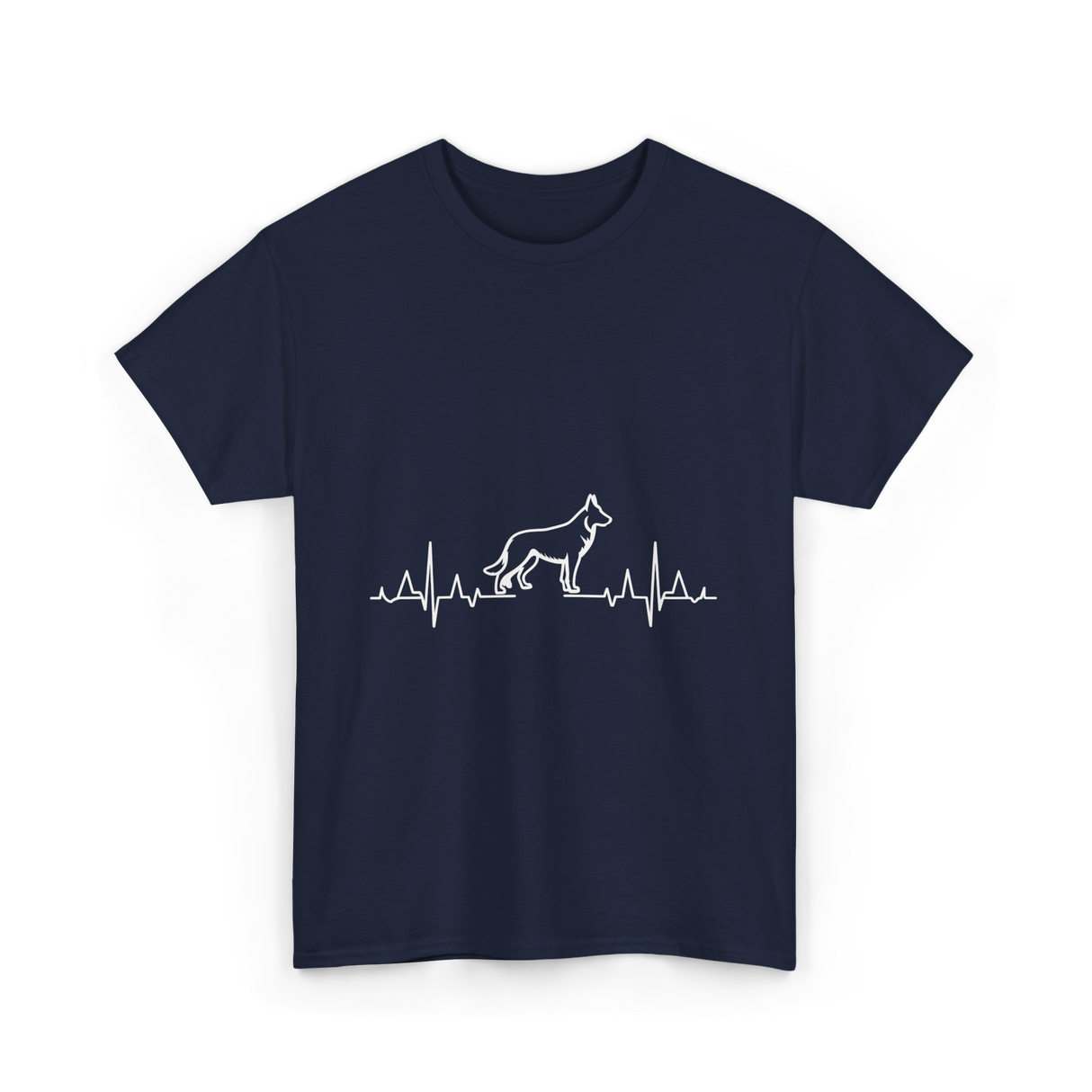 German Shepherd Heartbeat Dog T-Shirt - Navy