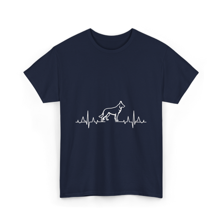 German Shepherd Heartbeat Dog T-Shirt - Navy