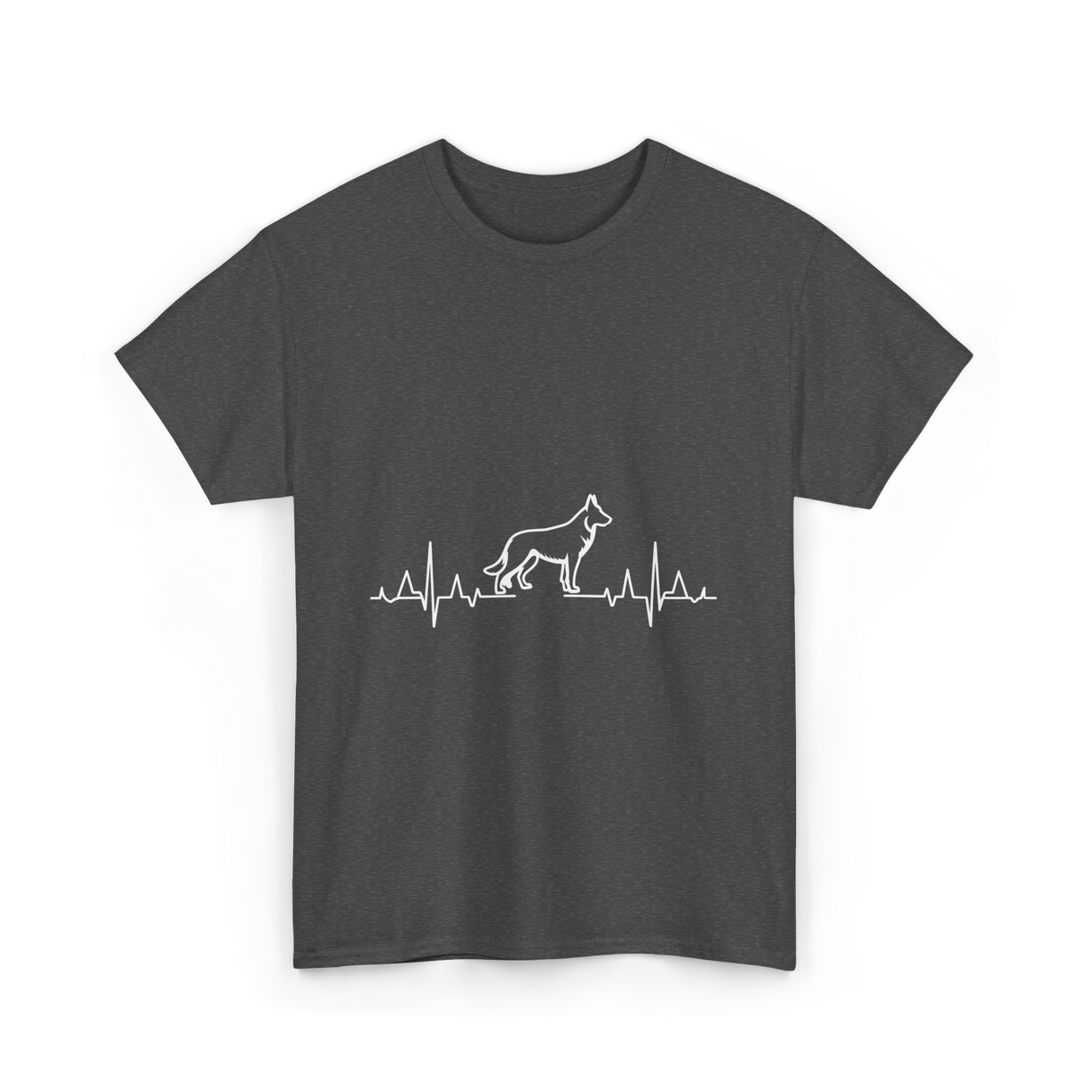 German Shepherd Heartbeat Dog T-Shirt - Dark Heather