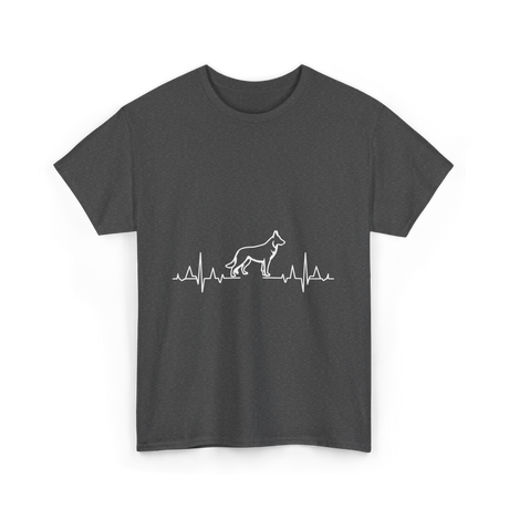 German Shepherd Heartbeat Dog T-Shirt - Dark Heather