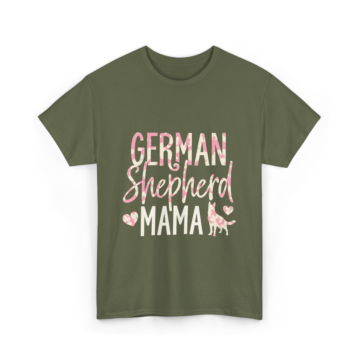 German Shepherd Mama Dog Lover T-Shirt - Military Green