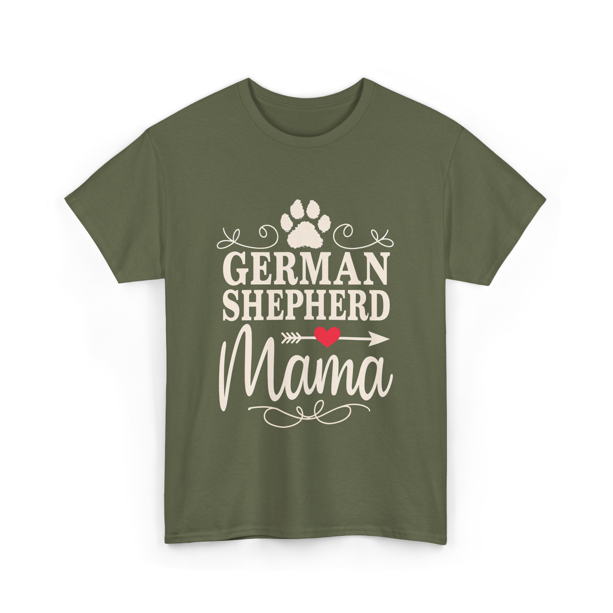 German Shepherd Mama Shepherd Dog T-Shirt - Military Green