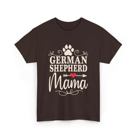 German Shepherd Mama Shepherd Dog T-Shirt - Dark Chocolate