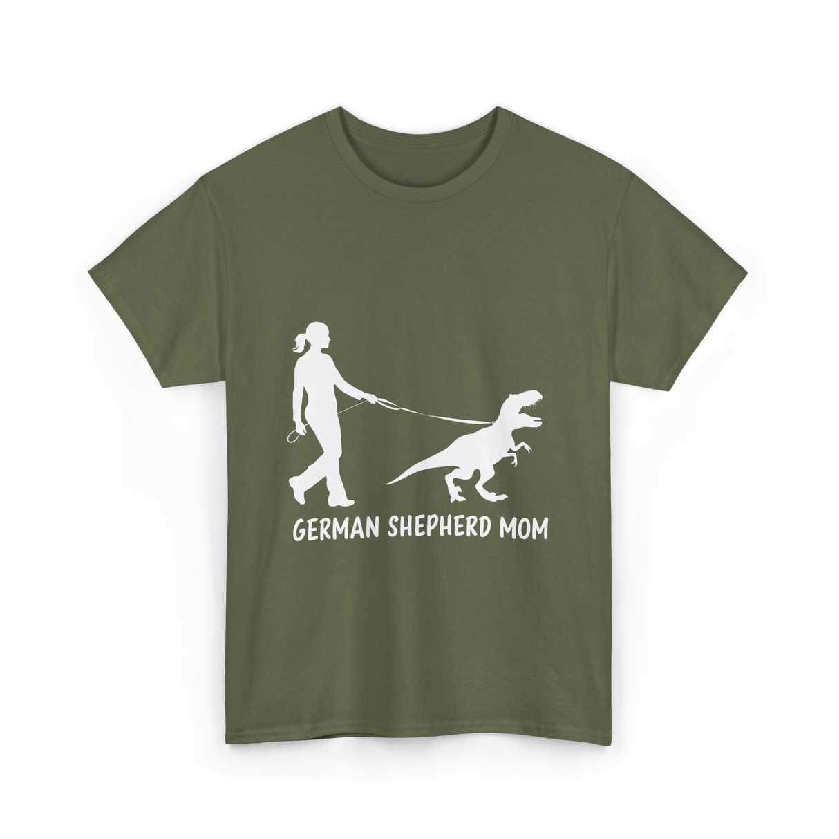 German Shepherd Mom Dinosaur T-Shirt - Military Green