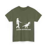 German Shepherd Mom Dinosaur T-Shirt - Military Green