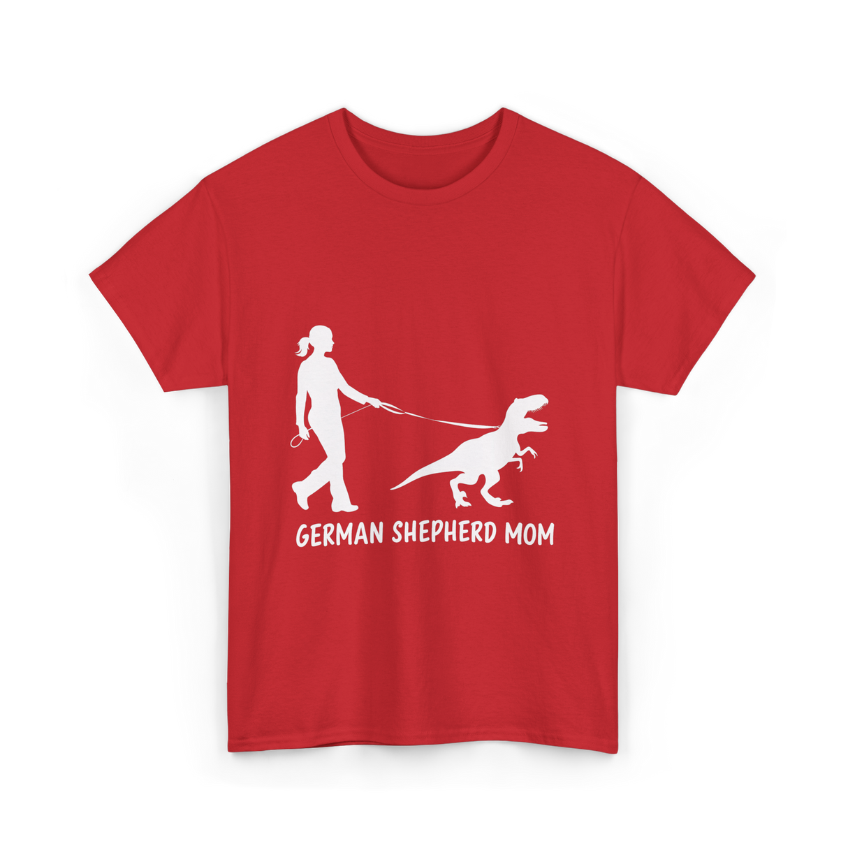 German Shepherd Mom Dinosaur T-Shirt - Red