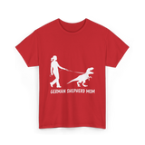 German Shepherd Mom Dinosaur T-Shirt - Red