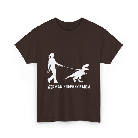 German Shepherd Mom Dinosaur T-Shirt - Dark Chocolate