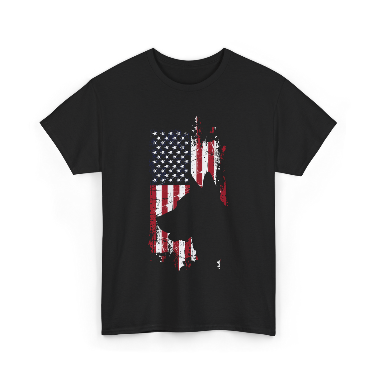 German Shepherd USA Flag Dog T-Shirt - Black