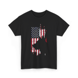 German Shepherd USA Flag Dog T-Shirt - Black