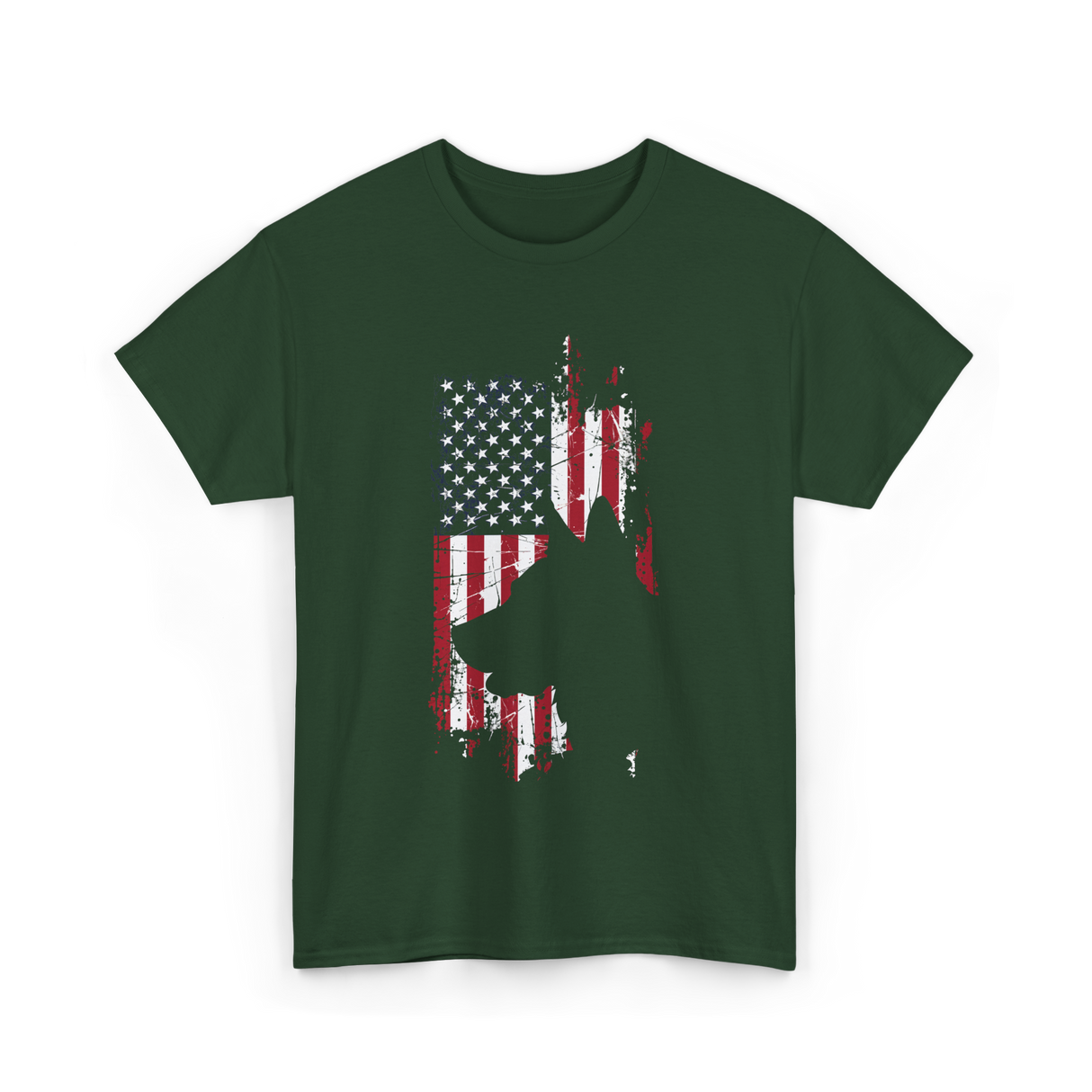 German Shepherd USA Flag Dog T-Shirt - Forest Green