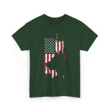 German Shepherd USA Flag Dog T-Shirt - Forest Green