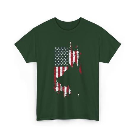 German Shepherd USA Flag Dog T-Shirt - Forest Green