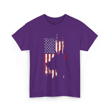 German Shepherd USA Flag Dog T-Shirt - Purple