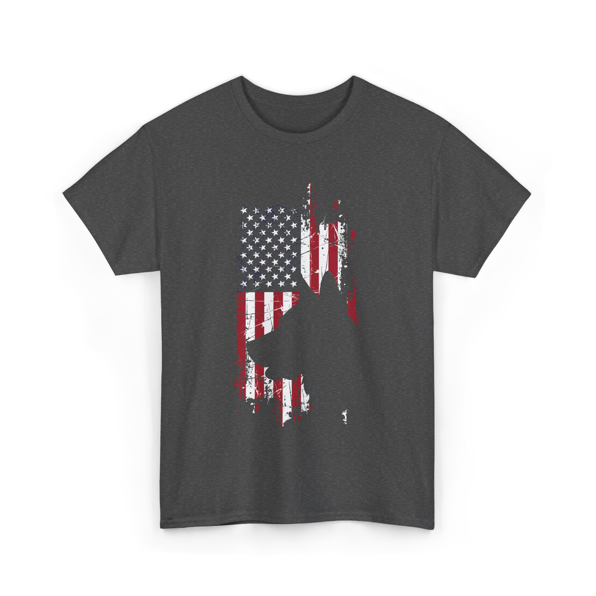 German Shepherd USA Flag Dog T-Shirt - Dark Heather