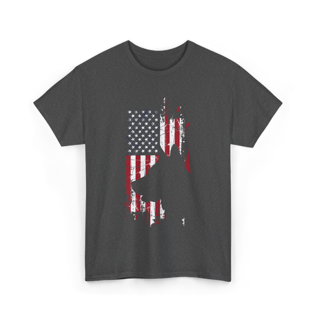 German Shepherd USA Flag Dog T-Shirt - Dark Heather