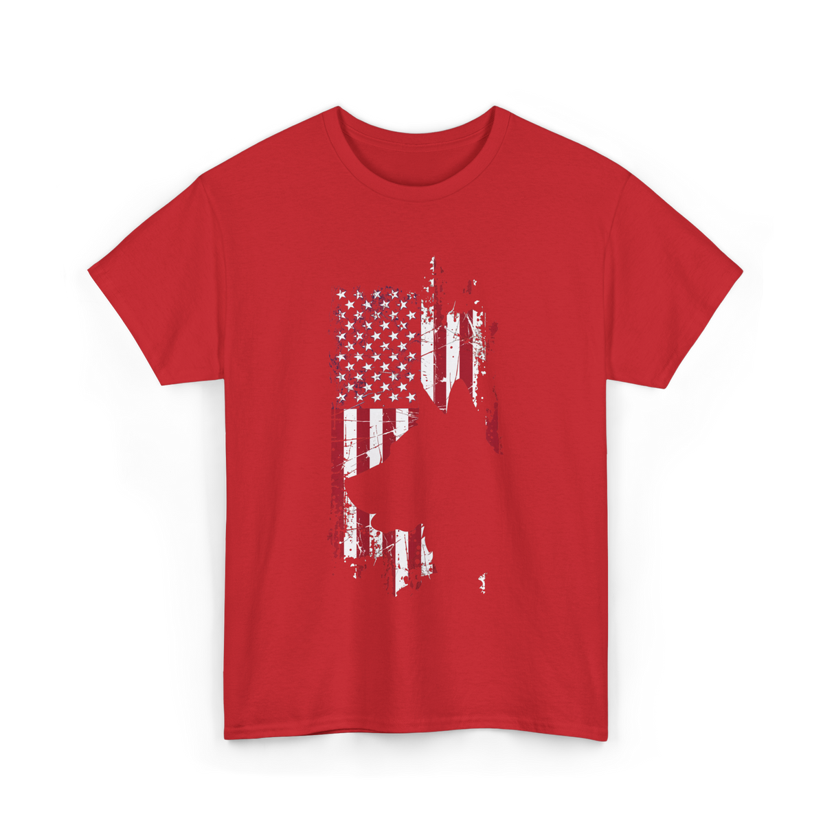 German Shepherd USA Flag Dog T-Shirt - Red