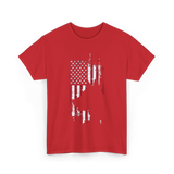 German Shepherd USA Flag Dog T-Shirt - Red