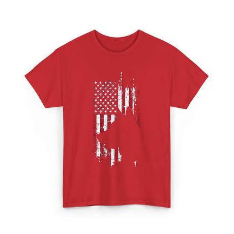 German Shepherd USA Flag Dog T-Shirt - Red