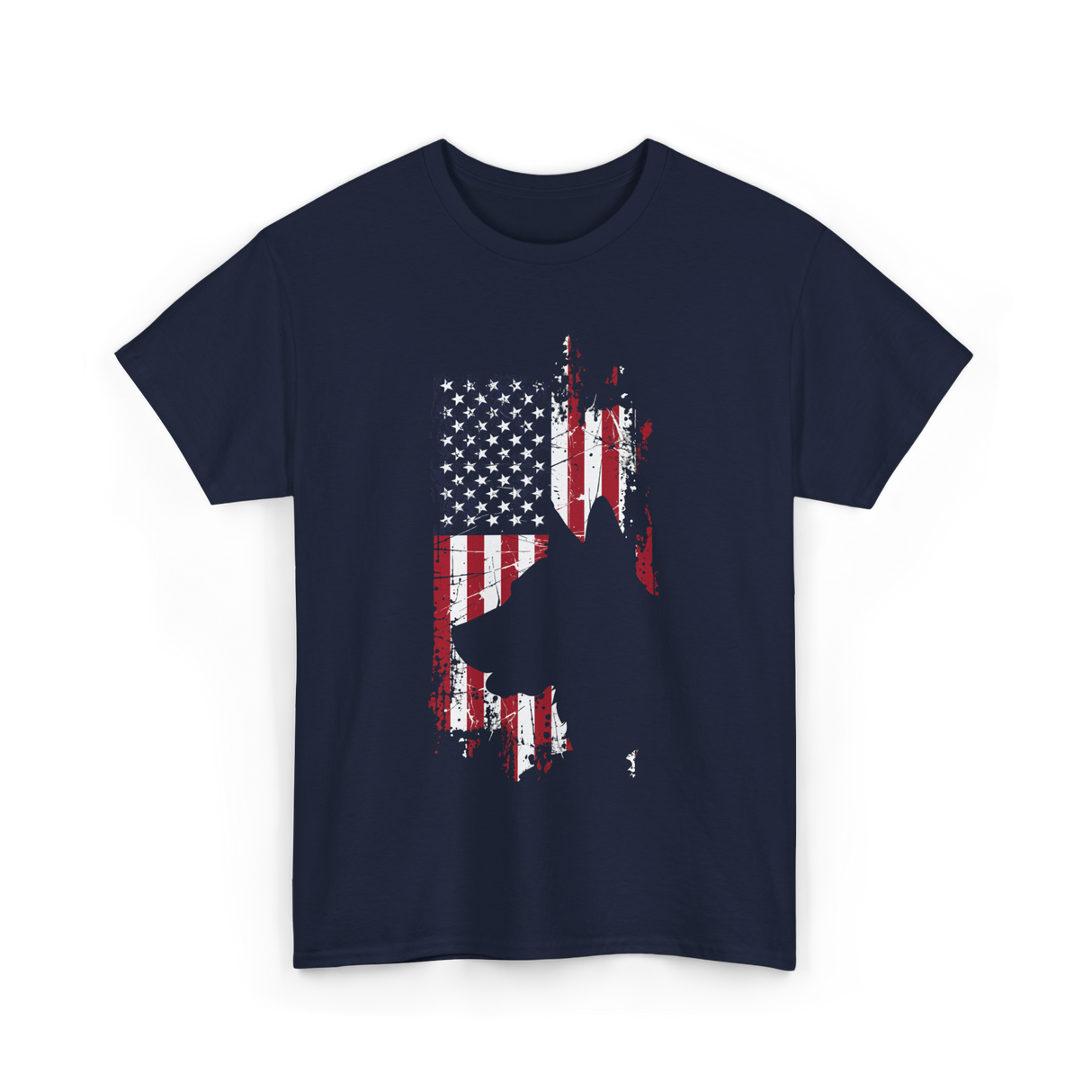 German Shepherd USA Flag Dog T-Shirt - Navy