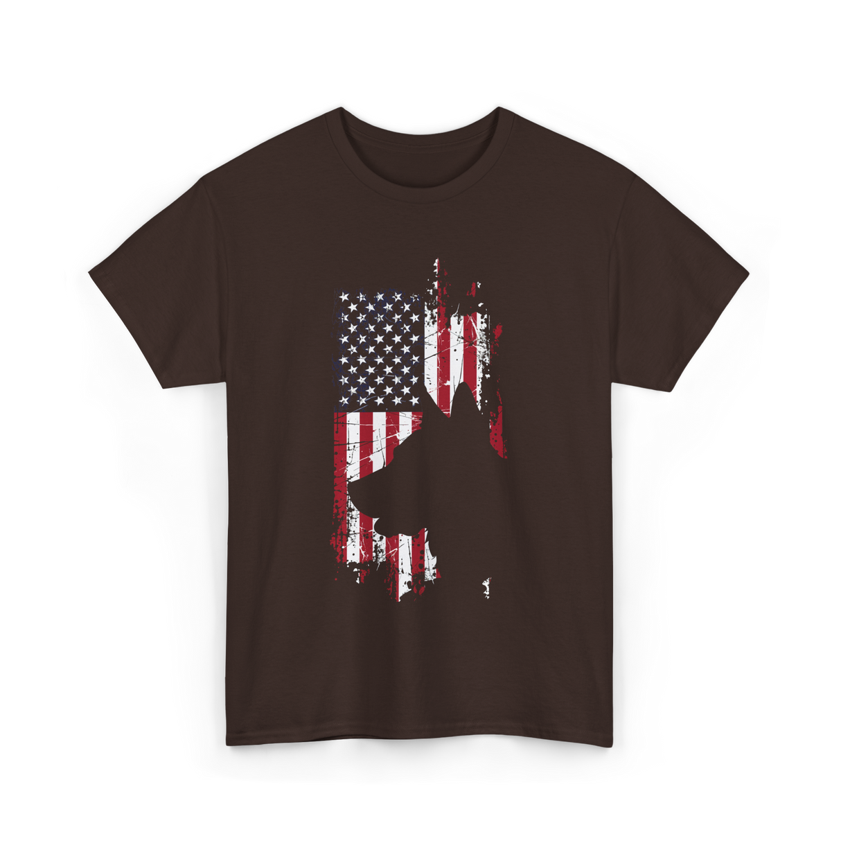 German Shepherd USA Flag Dog T-Shirt - Dark Chocolate