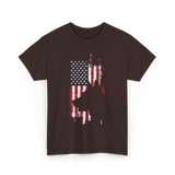 German Shepherd USA Flag Dog T-Shirt - Dark Chocolate