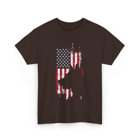 German Shepherd USA Flag Dog T-Shirt - Dark Chocolate