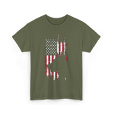 German Shepherd USA Flag Dog T-Shirt - Military Green