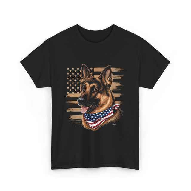 German Shepherd USA Flag Shepherd T-Shirt - Black