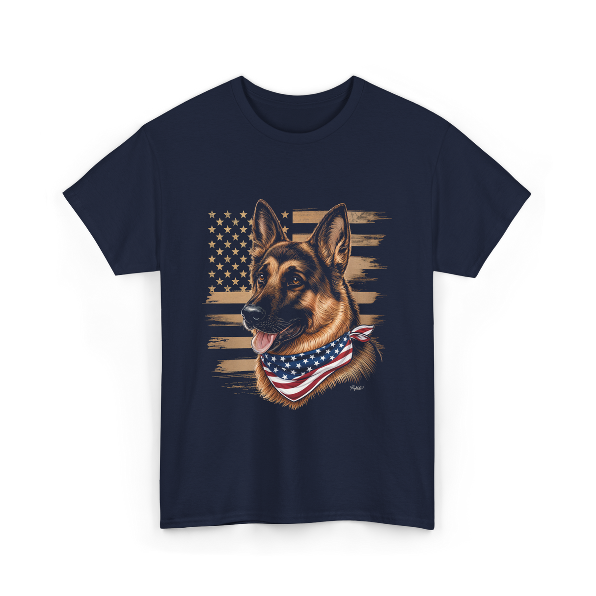 German Shepherd USA Flag Shepherd T-Shirt - Navy