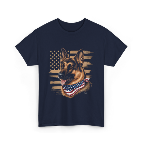 German Shepherd USA Flag Shepherd T-Shirt - Navy