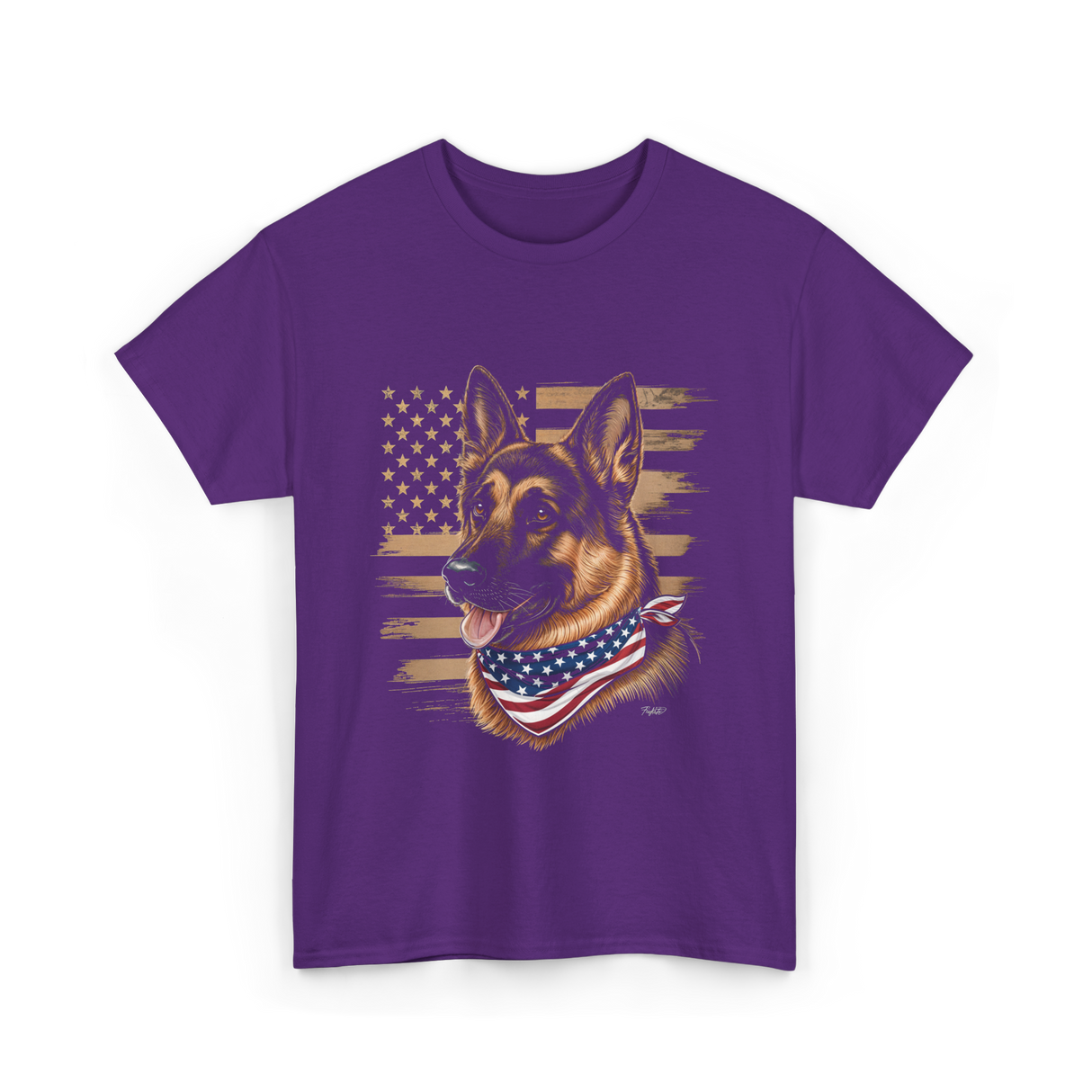 German Shepherd USA Flag Shepherd T-Shirt - Purple