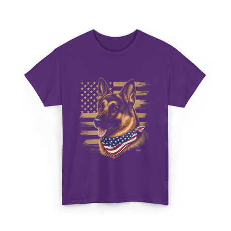 German Shepherd USA Flag Shepherd T-Shirt - Purple